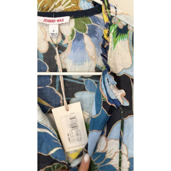 Johnny Was Ciro boho dress in Pullover Linen Dress Cover Up Blue Size Small 1787 - Picture 6 of 14